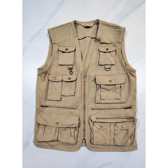 Banana Republic Other - Vintage 80s Banana Republic Safari Vest Mens L Tan Khaki Cotton Utility Fishing